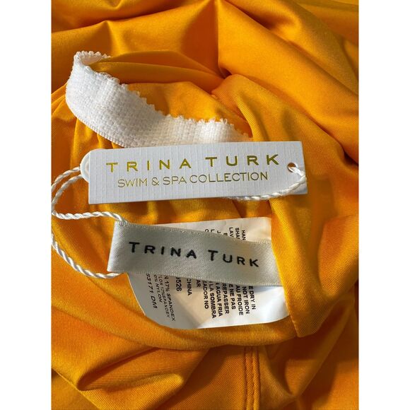 NWT‎ Trina Turk Monaco Ruffle Mellow Yellow Ruffle Top 1 Piece Swimsuit Size 14 - Picture 6 of 10
